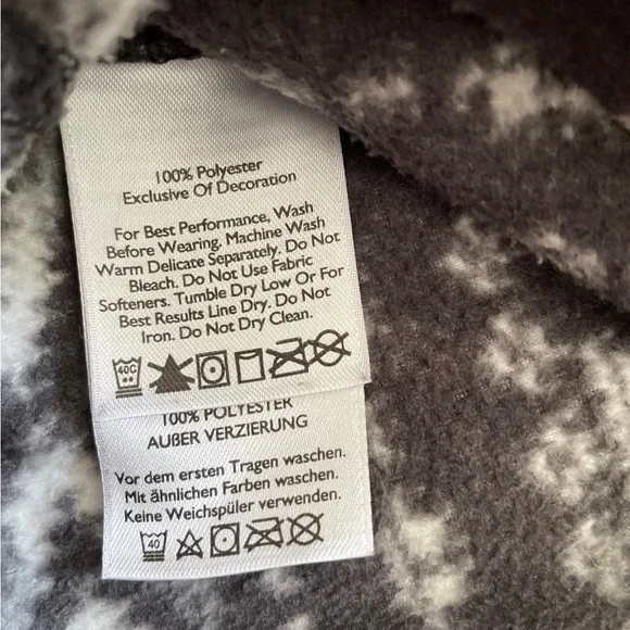 Eddie Bauer Fair Isle Fleece Quarter Zip Black/White Size Medium - Picture 6 of 8